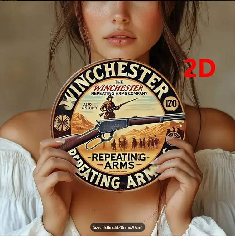WINCHESTER REPEATING ARMS ROUND VINTAGE SIGN 20 CM