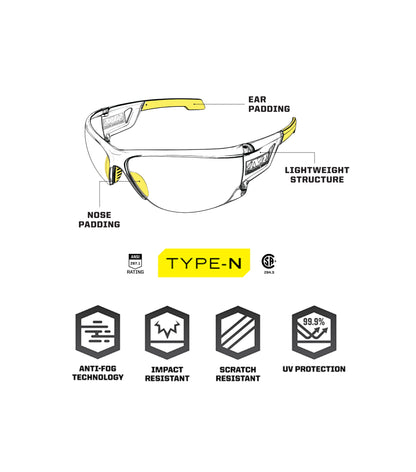 MECHANIX TYPE N TACTICAL GLASSES CLEAR ONE SIZE
