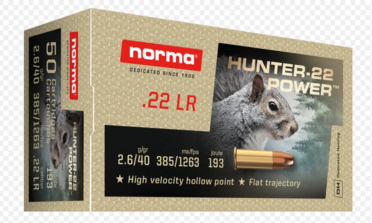NORMA HUNTER-22 POWER .22 LR 40 GRAIN
