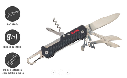 SMITHS EDGESPORT 9-IN-1 KNIFE & MULTITOOL, BLACK