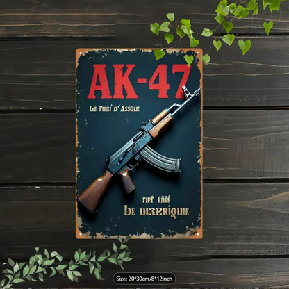 VINTAGE AK-47 METAL SIGN 8"x 12" / 20 x 30 cm