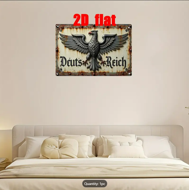GERMAN EAGLE EMBLEM - 2D METAL SIGN (LIGHT) 8" x 1