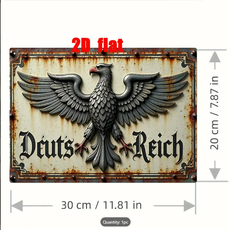 GERMAN EAGLE EMBLEM - 2D METAL SIGN (LIGHT) 8" x 1