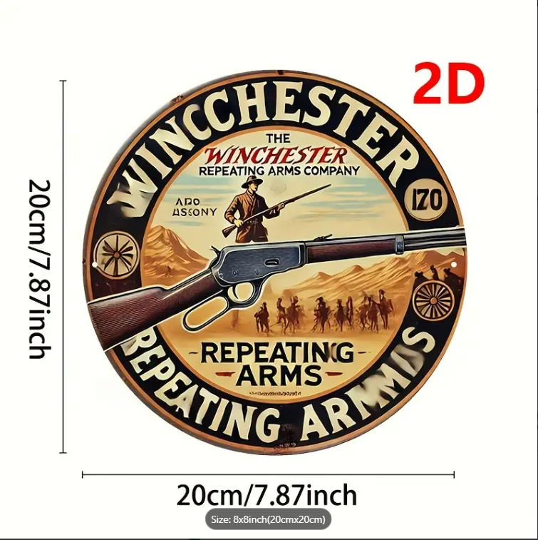 WINCHESTER REPEATING ARMS ROUND VINTAGE SIGN 20 CM