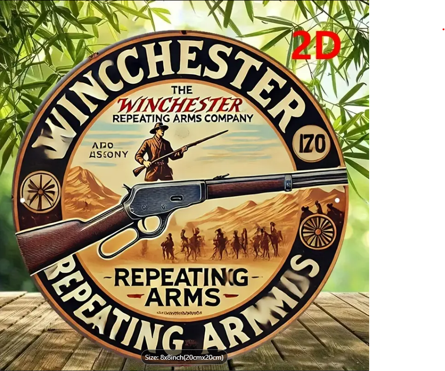 WINCHESTER REPEATING ARMS ROUND VINTAGE SIGN 20 CM