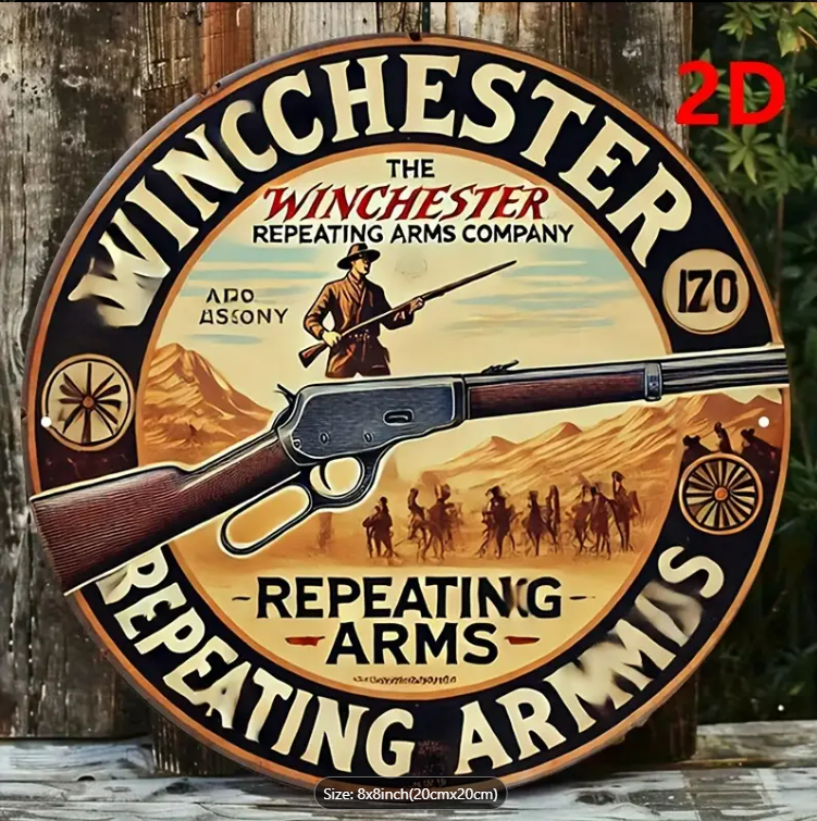 WINCHESTER REPEATING ARMS ROUND VINTAGE SIGN 20 CM