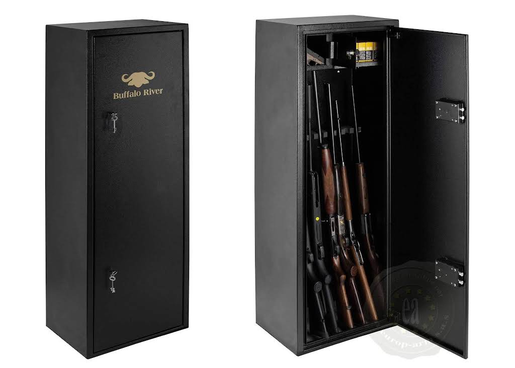 BUFFALO RIVER GUN CABINET 10 GUN SAFE (1500x520x360) BL