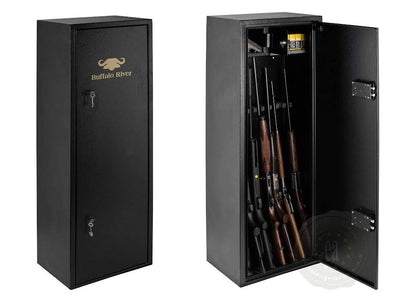 BUFFALO RIVER GUN CABINET 10 GUN SAFE (1500x520x360) BL