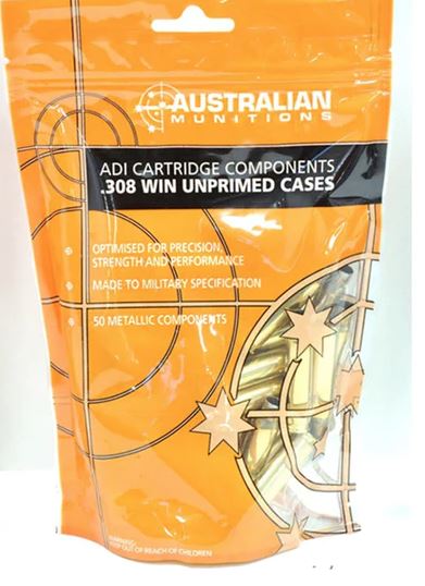 ADI 308 BRASS CASES x 50